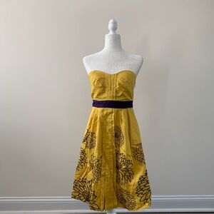 Floreat Yellow Gold Strapless Ruched Sundress - Size 6